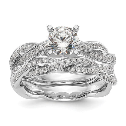14K Weißgold Verlobungsring mit 0,33 ct. im Peg-Set gefassten, gezüchteten Diamanten im Criss-Cross-Design, VS/SI+ G+