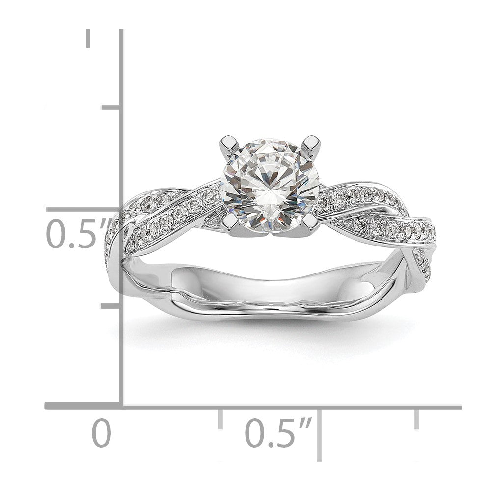 14K Weißgold Verlobungsring mit 0,33 ct. im Peg-Set gefassten, gezüchteten Diamanten im Criss-Cross-Design, VS/SI+ G+