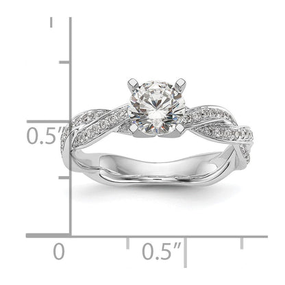 14K Weißgold Verlobungsring mit 0,33 ct. im Peg-Set gefassten, gezüchteten Diamanten im Criss-Cross-Design, VS/SI+ G+