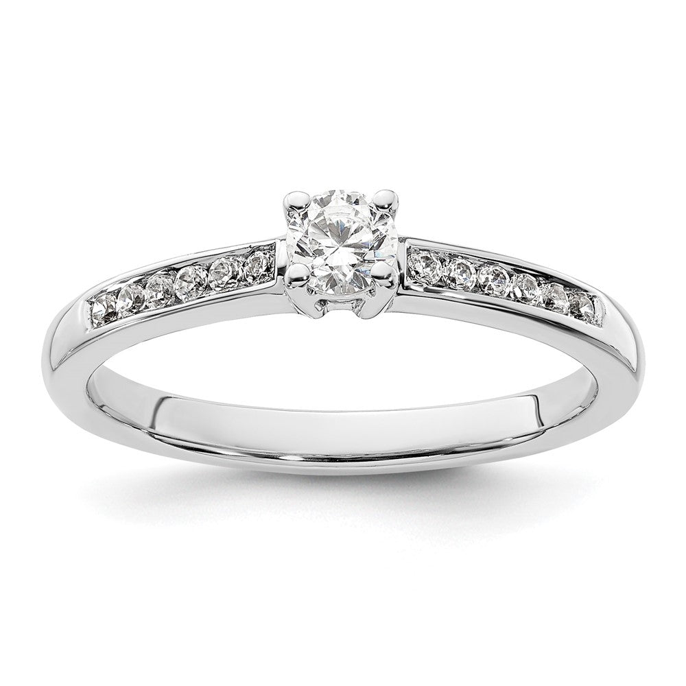 14K Weißgold Verlobungsring mit simuliertem Diamanten