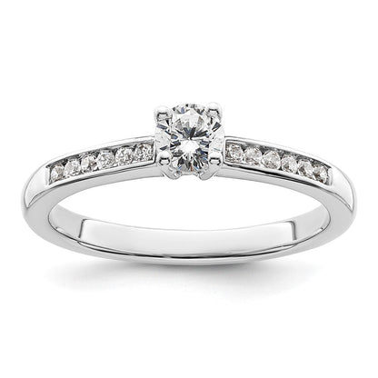 14K Weißgold Verlobungsring mit simuliertem Diamanten