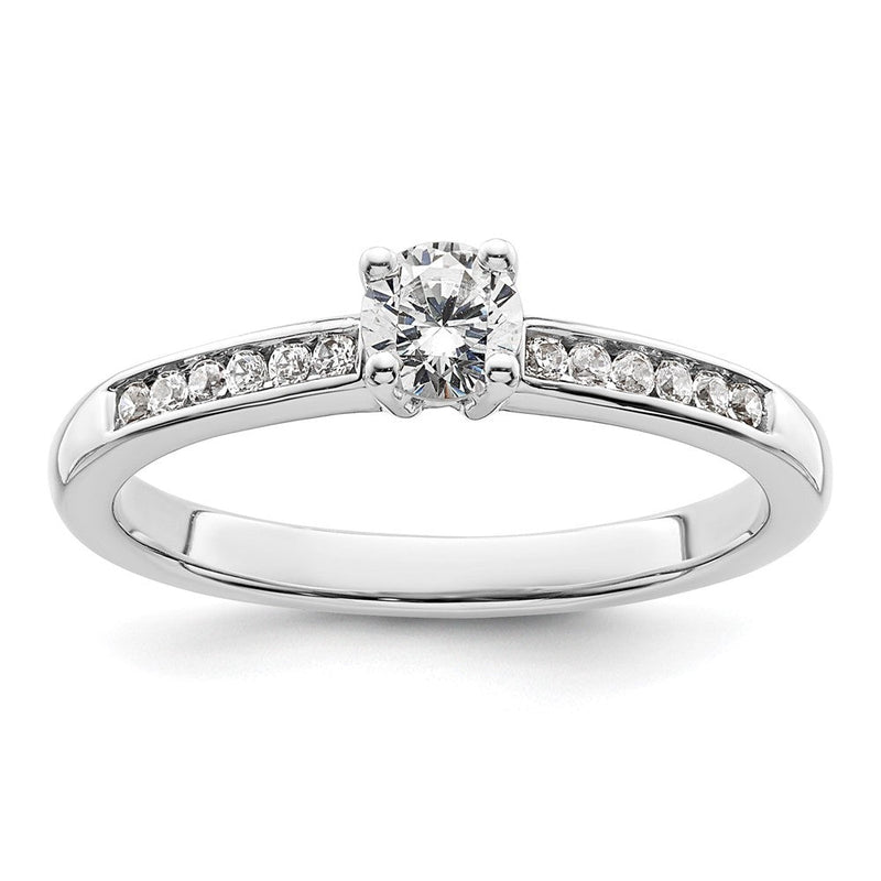 14K Weißgold Verlobungsring mit simuliertem Diamanten