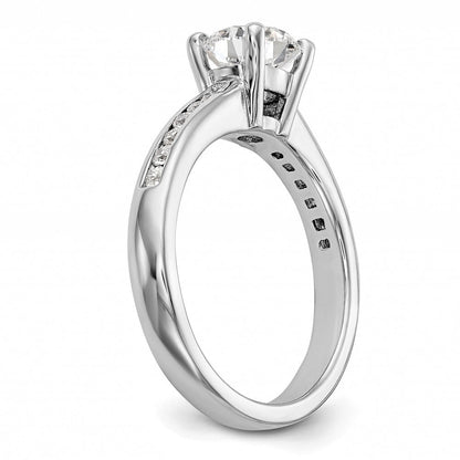 14K Weißgold Verlobungsring mit 0,25 ct. im Labor gezüchteten Diamanten VS/SI+ G+, 1 ct. rundem Mittelstein, Kanalfassung und gemeinsamer Krappenfassung