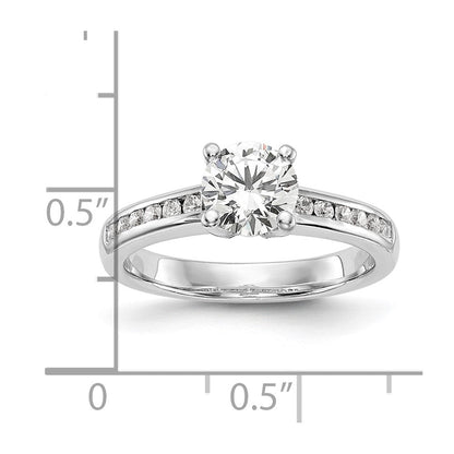 14K Weißgold Verlobungsring mit 0,25 ct. im Labor gezüchteten Diamanten VS/SI+ G+, 1 ct. rundem Mittelstein, Kanalfassung und gemeinsamer Krappenfassung