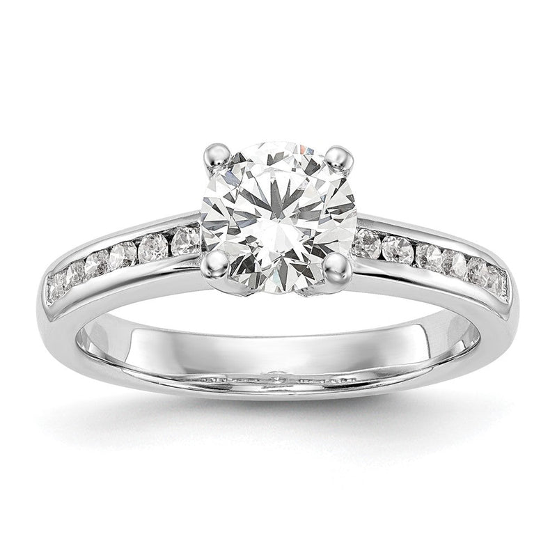 14K Weißgold Verlobungsring mit simulierten Diamanten