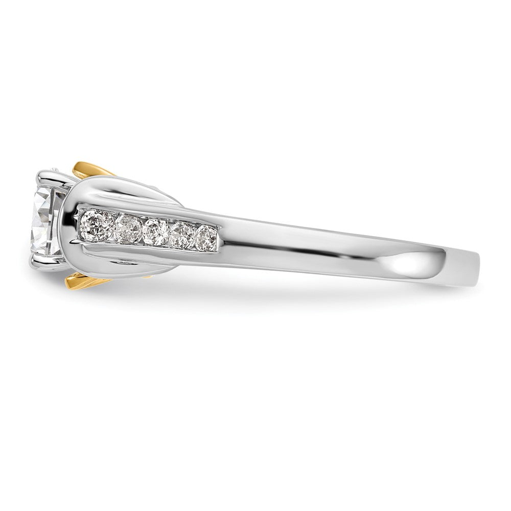 14K Two-Tone Lab Grown Diamant VS/SI FGH Peg Set Semi-mount Verlobungsring