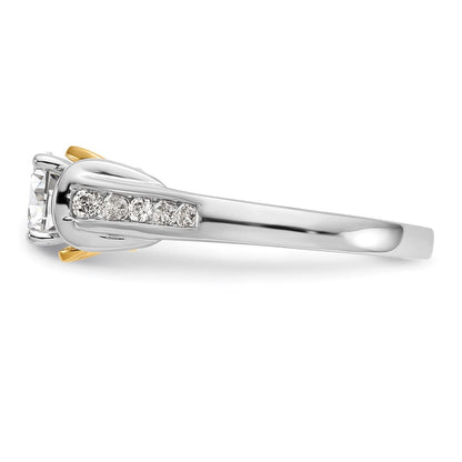 14K Two-Tone Lab Grown Diamant VS/SI FGH Peg Set Semi-mount Verlobungsring