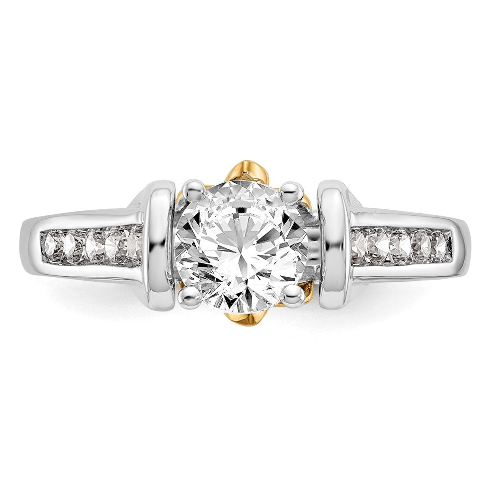 14K Two-Tone Lab Grown Diamant VS/SI FGH Peg Set Semi-mount Verlobungsring
