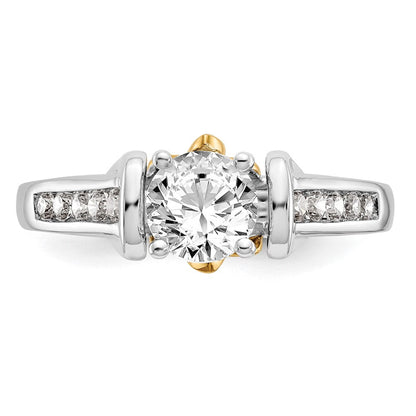 14K Two-Tone Lab Grown Diamant VS/SI FGH Peg Set Semi-mount Verlobungsring