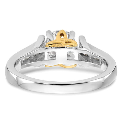 14K Two-Tone Lab Grown Diamant VS/SI FGH Peg Set Semi-mount Verlobungsring