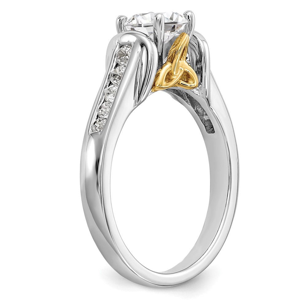 14K Two-Tone Lab Grown Diamant VS/SI FGH Peg Set Semi-mount Verlobungsring