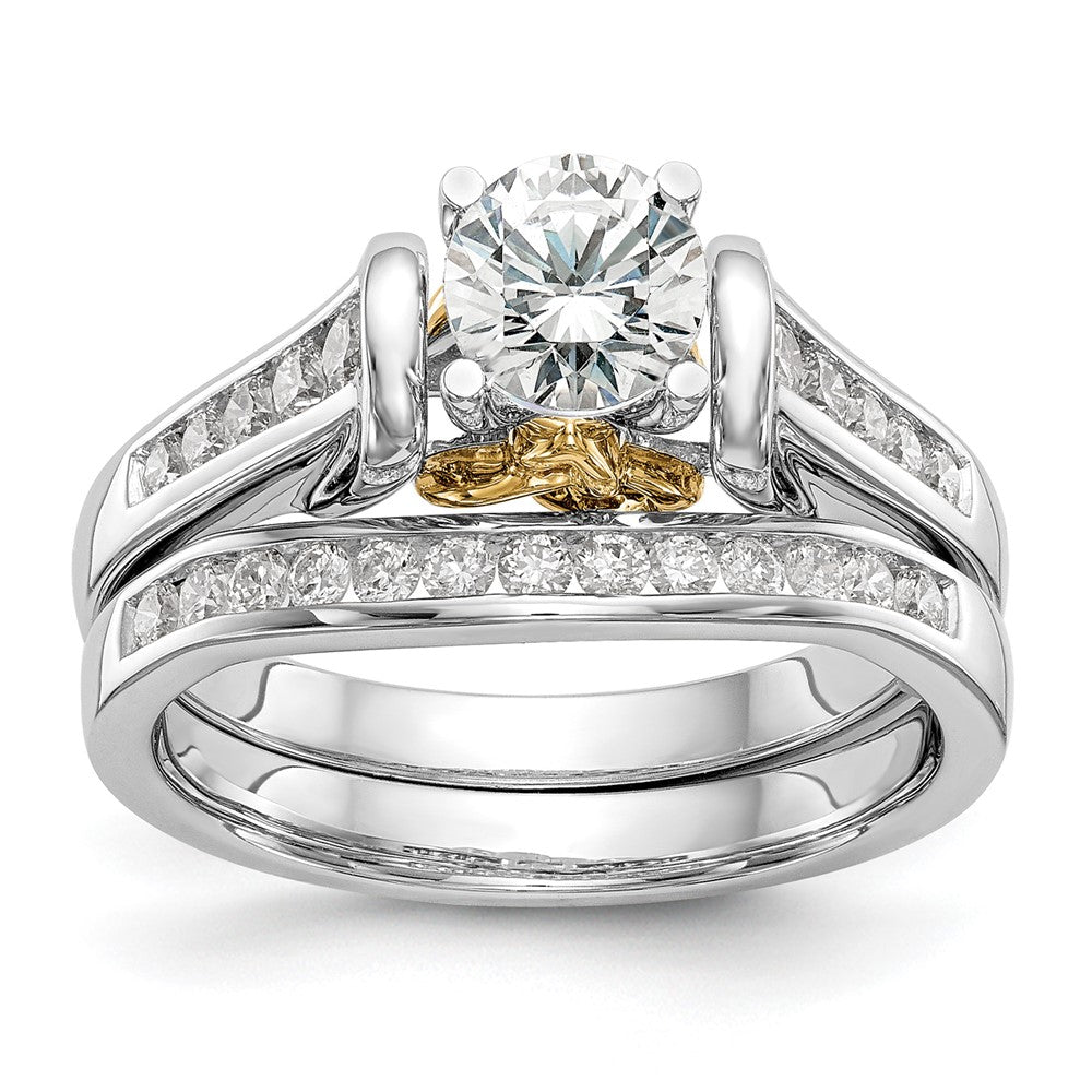 14K Two-Tone Lab Grown Diamant VS/SI FGH Peg Set Semi-mount Verlobungsring
