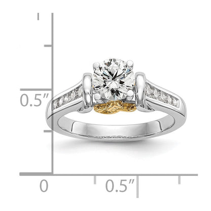 14K Two-Tone Lab Grown Diamant VS/SI FGH Peg Set Semi-mount Verlobungsring