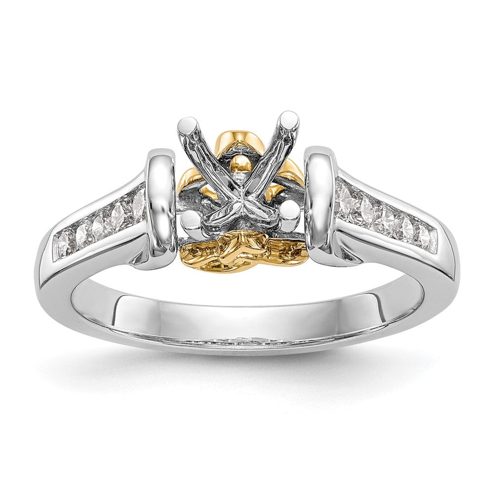 14K Two-Tone Lab Grown Diamant VS/SI FGH Peg Set Semi-mount Verlobungsring