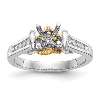14K Two-Tone Lab Grown Diamant VS/SI FGH Peg Set Semi-mount Verlobungsring