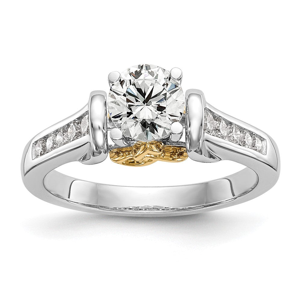 14K Two-Tone Lab Grown Diamant VS/SI FGH Peg Set Semi-mount Verlobungsring