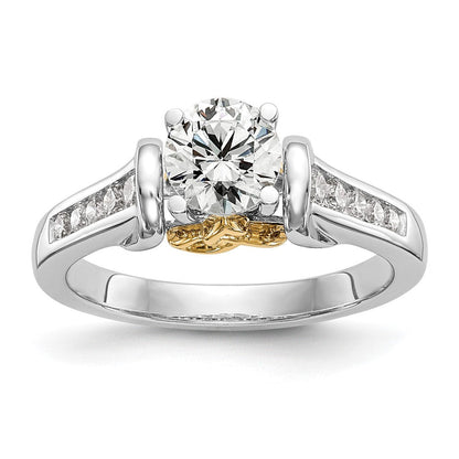 14K Two-Tone Lab Grown Diamant VS/SI FGH Peg Set Semi-mount Verlobungsring