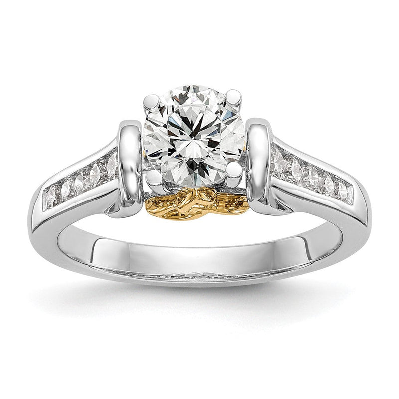 14K Two-Tone Lab Grown Diamant VS/SI FGH Peg Set Semi-mount Verlobungsring
