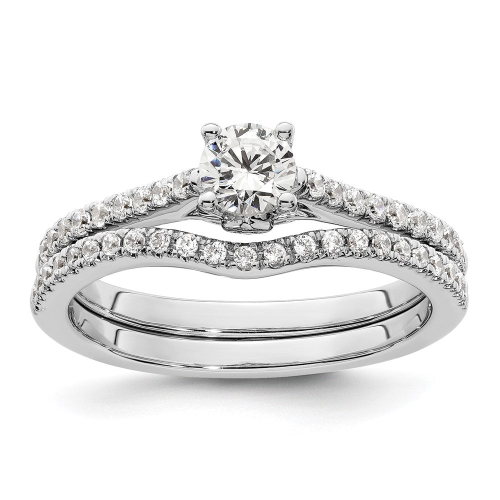 14K Weißgold Verlobungsring mit simuliertem Diamanten