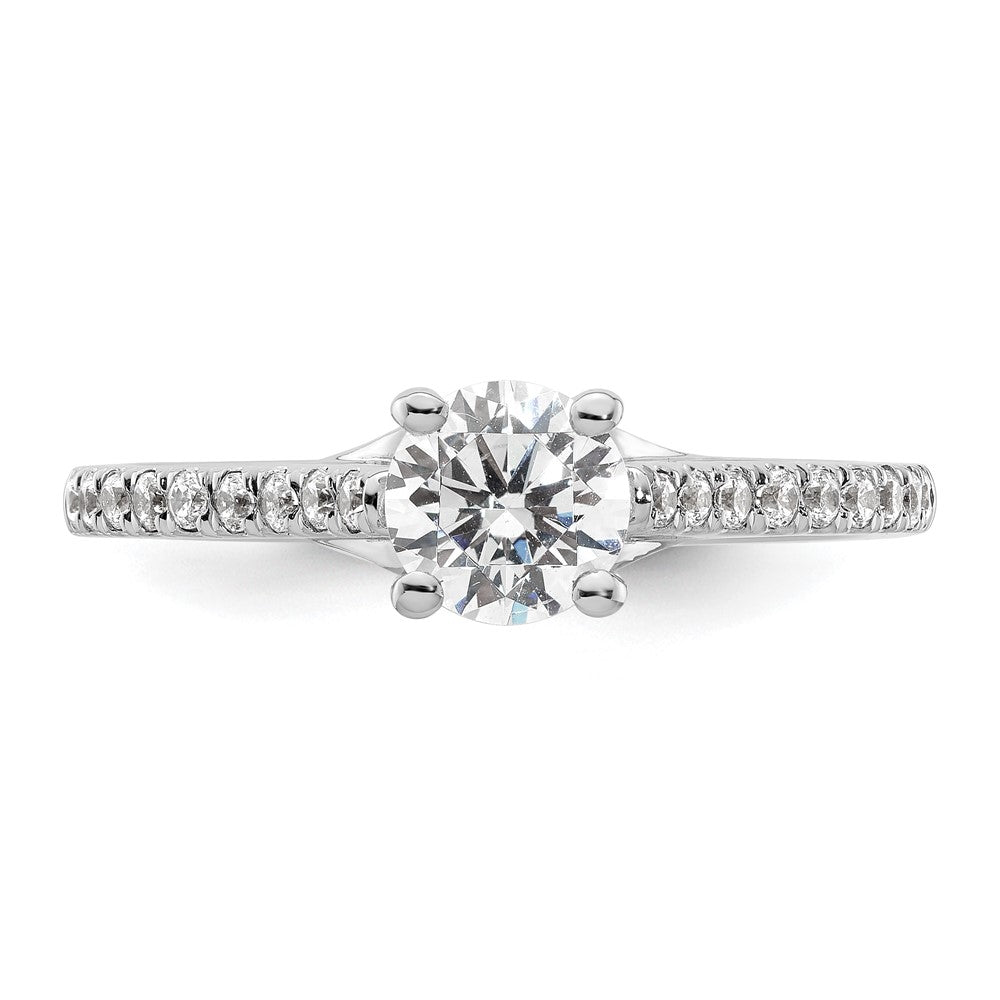 14K Weißgold Verlobungsring mit 0,75 ct. rundem Center-Laborgezüchtetem Diamant und 0,25 ct. Laborgezüchteten Diamanten VS/SI+ G+