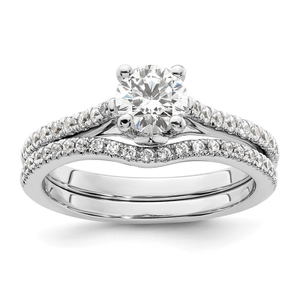 14K Weißgold Verlobungsring mit simuliertem Diamant