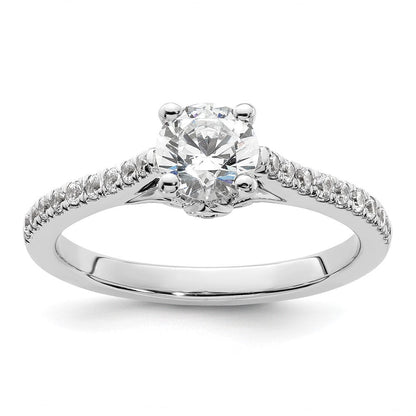14K Weißgold Verlobungsring mit simuliertem Diamant