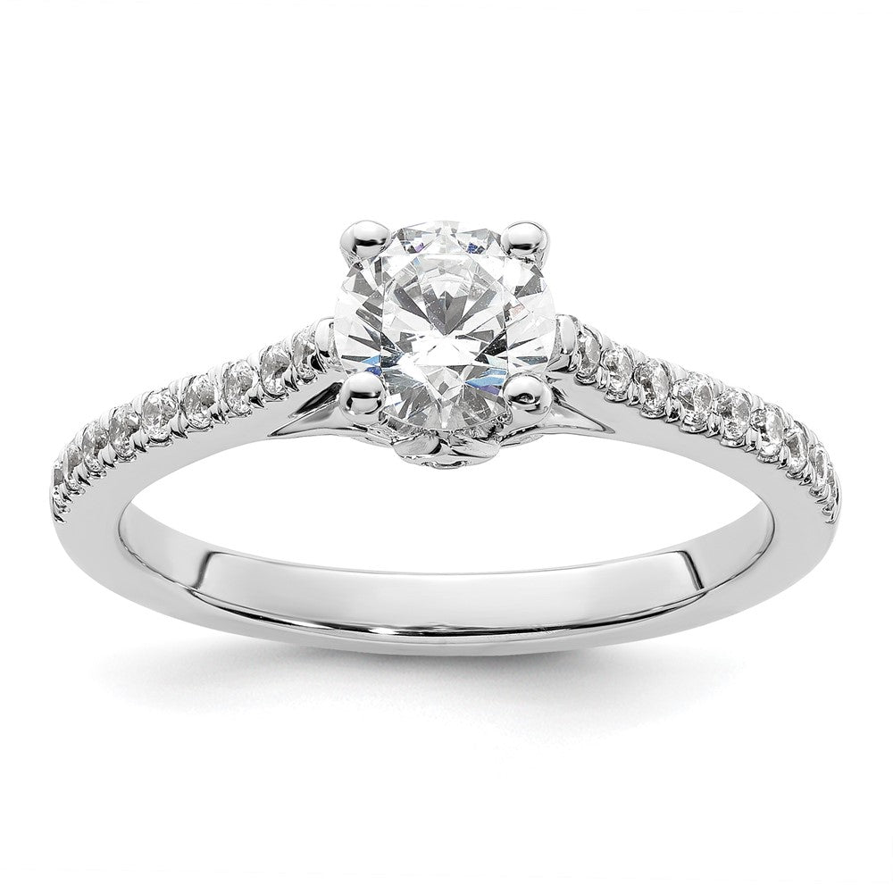 14K Weißgold Verlobungsring mit 0,75 ct. rundem Center-Laborgezüchtetem Diamant und 0,25 ct. Laborgezüchteten Diamanten VS/SI+ G+