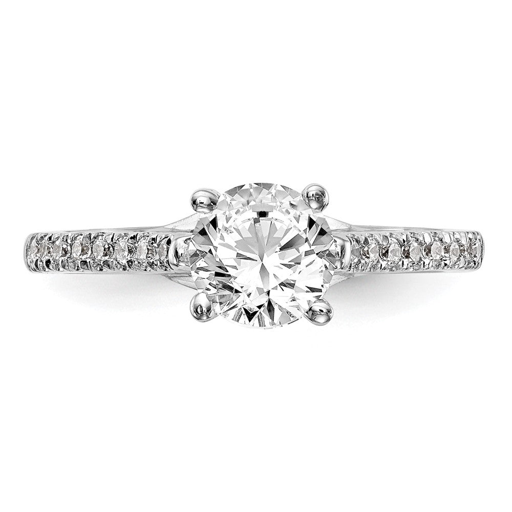 14K Weißgold-Verlobungsring mit simulierten Diamanten