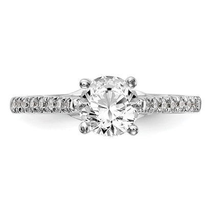 14K Weißgold-Verlobungsring mit simulierten Diamanten