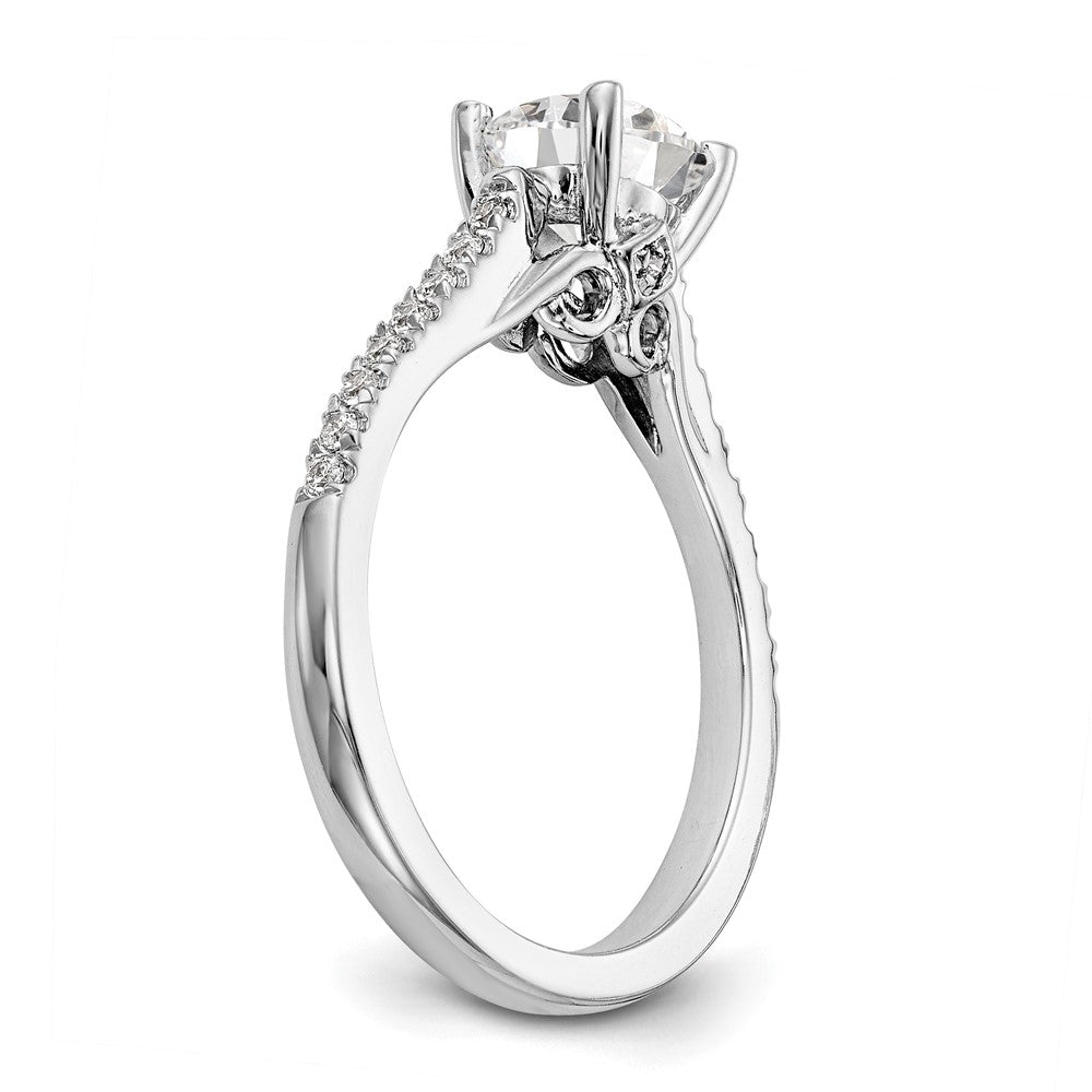 14K Weißgold-Verlobungsring mit simulierten Diamanten