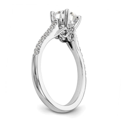 14K Weißgold-Verlobungsring mit simulierten Diamanten