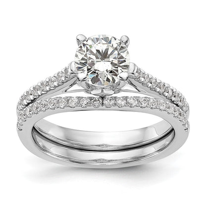 14K Weißgold-Verlobungsring mit simulierten Diamanten