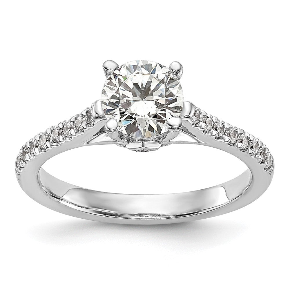 14K Weißgold-Verlobungsring mit simulierten Diamanten