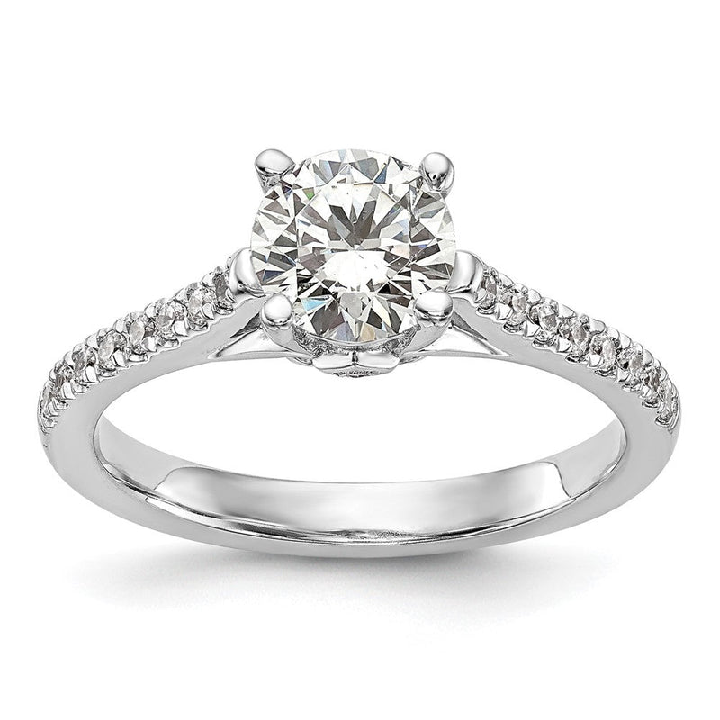 14K Weißgold-Verlobungsring mit simulierten Diamanten