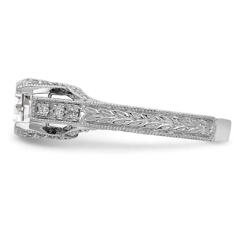 14K Weißgold Verlobungsring mit simulierten Diamanten