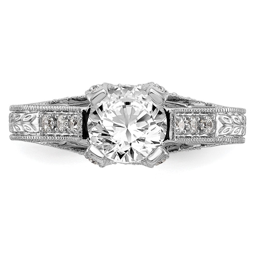 14K Weißgold Verlobungsring mit simulierten Diamanten