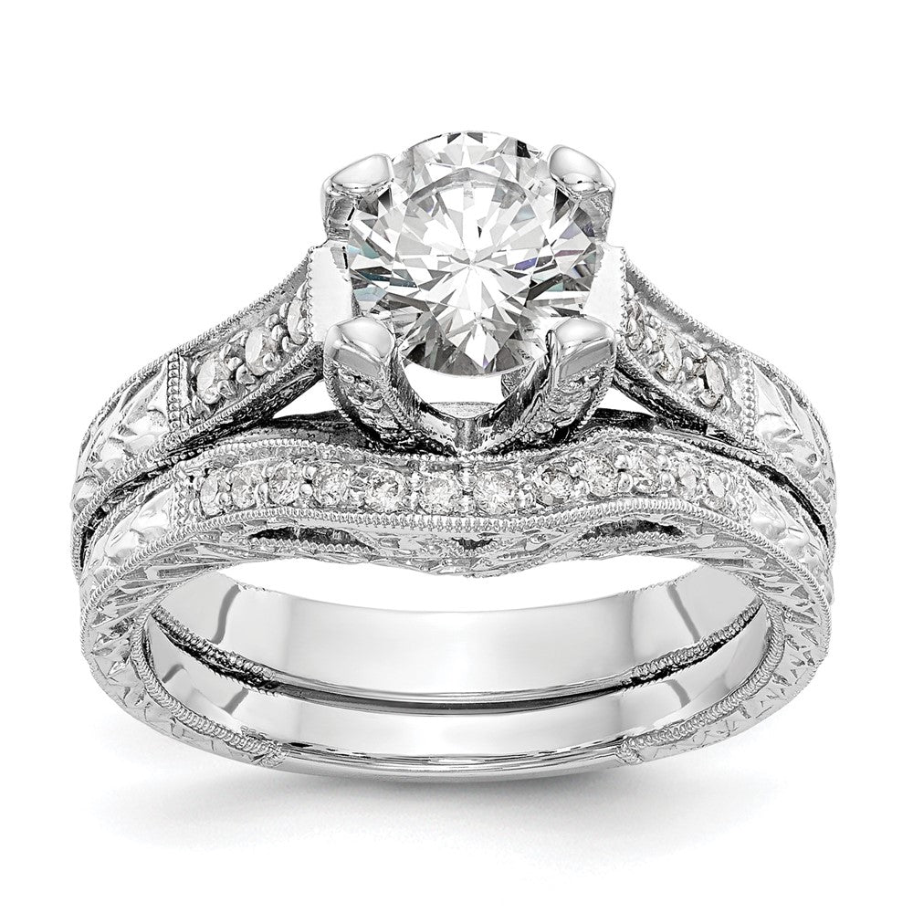 14K Weißgold Verlobungsring mit simulierten Diamanten