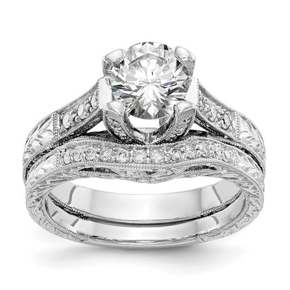 14K Weißgold Verlobungsring mit simulierten Diamanten