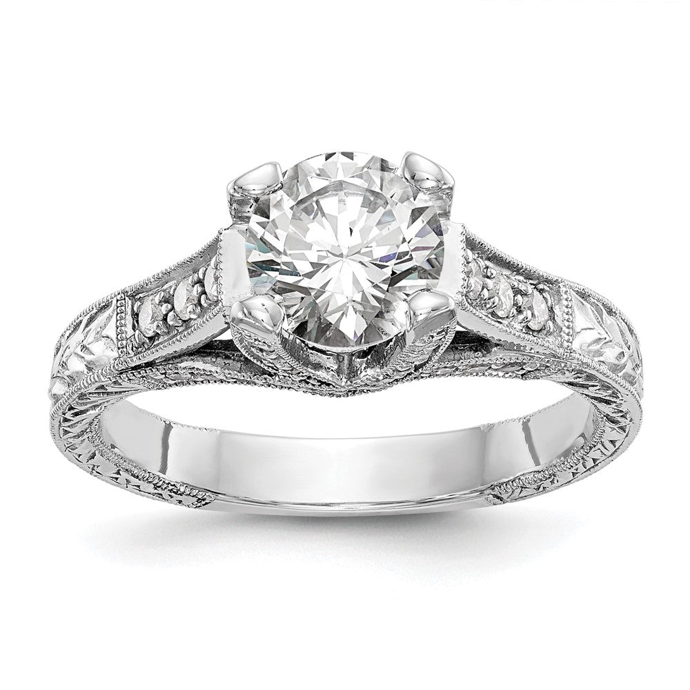 14K Weißgold Verlobungsring mit simulierten Diamanten