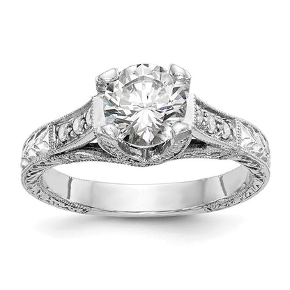 14K Weißgold Verlobungsring mit simulierten Diamanten