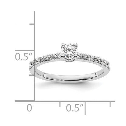 14K Weißgold Verlobungsring mit simulierten Diamanten