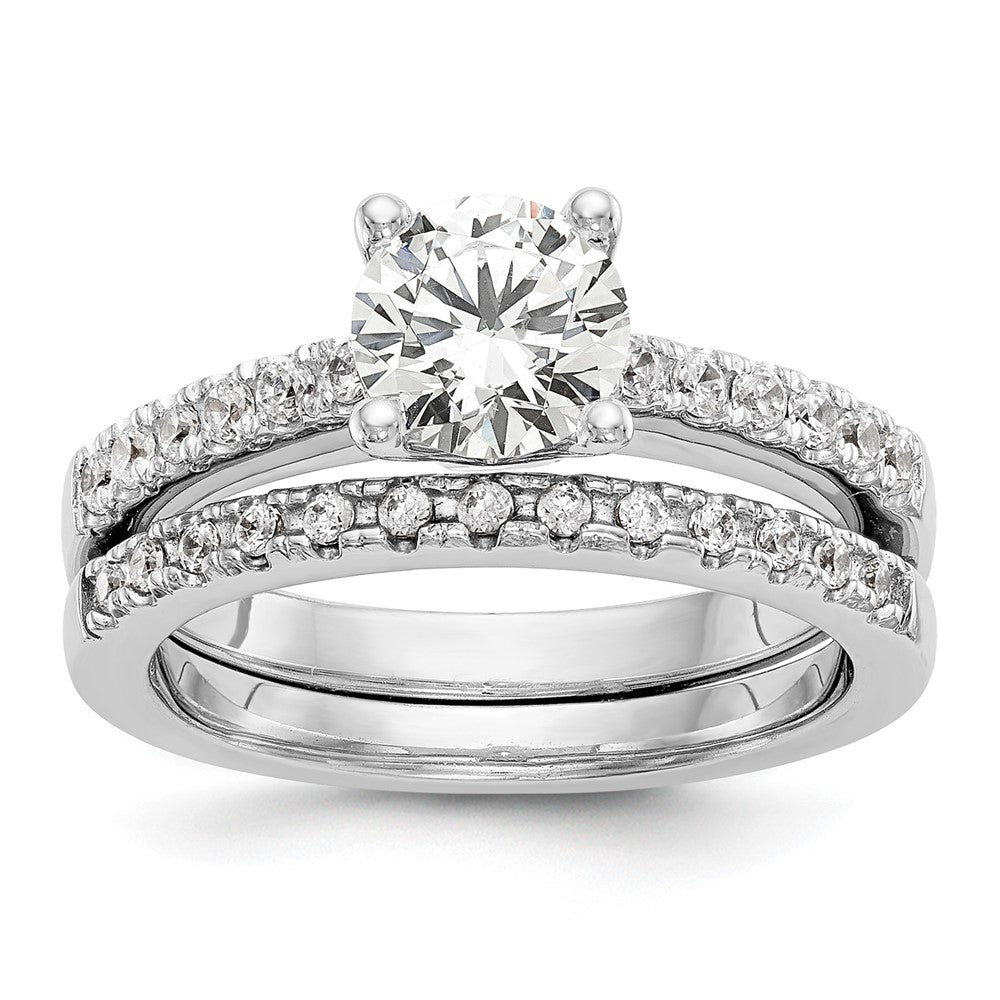 14K Weißgold Verlobungsring mit simulierten Diamanten