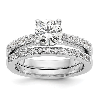 14K Weißgold Verlobungsring mit simulierten Diamanten