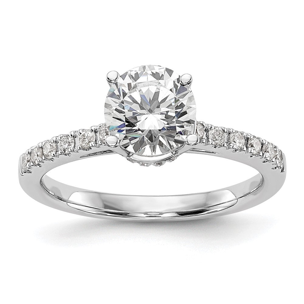 14K Weißgold Verlobungsring mit simulierten Diamanten
