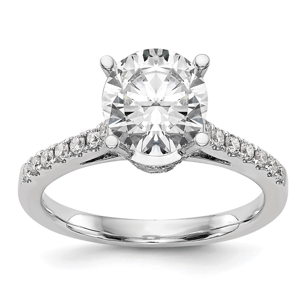 14K Weißgold Verlobungsring mit simulierten Diamanten