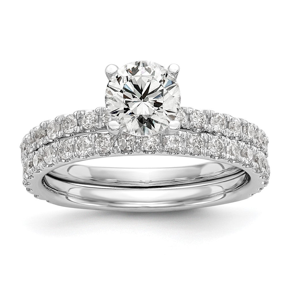 14K Weißgold Verlobungsring mit 0,33 ct. laborgezüchtetem Diamant VS/SI+ G+, 1 ct. rundem Mittelstein