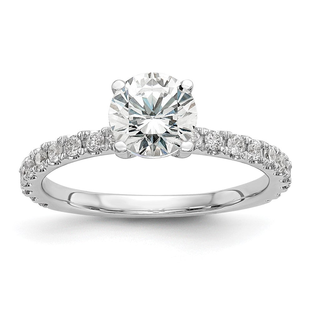 14K Weißgold Verlobungsring mit 0,33 ct. laborgezüchtetem Diamant VS/SI+ G+, 1 ct. rundem Mittelstein