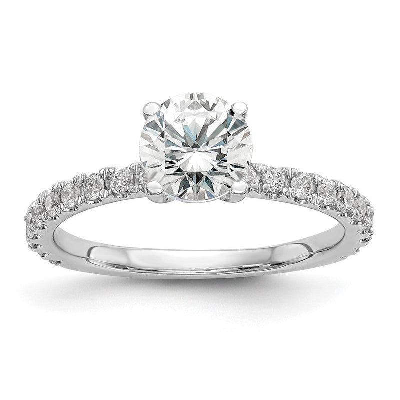 14K Weißgold Verlobungsring mit 0,33 ct. laborgezüchtetem Diamant VS/SI+ G+, 1 ct. rundem Mittelstein