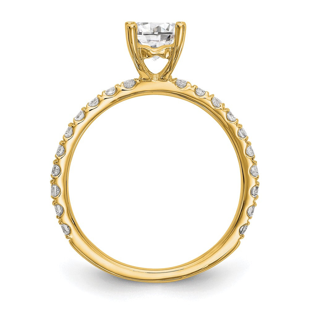 14K Gelbgold Verlobungsring mit 0,33 ct. Labordiamanten VS/SI+ G+, Halbfassung für 1 ct. runden Mittelstein