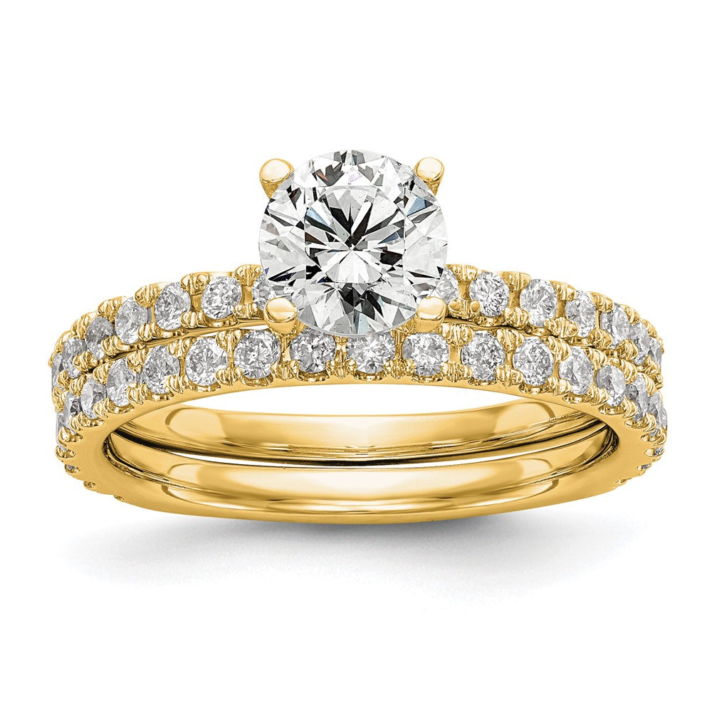 14K Gelbgold Verlobungsring mit 0,33 ct. Labordiamanten VS/SI+ G+, Halbfassung für 1 ct. runden Mittelstein